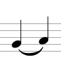 slur between two notes of different pitches